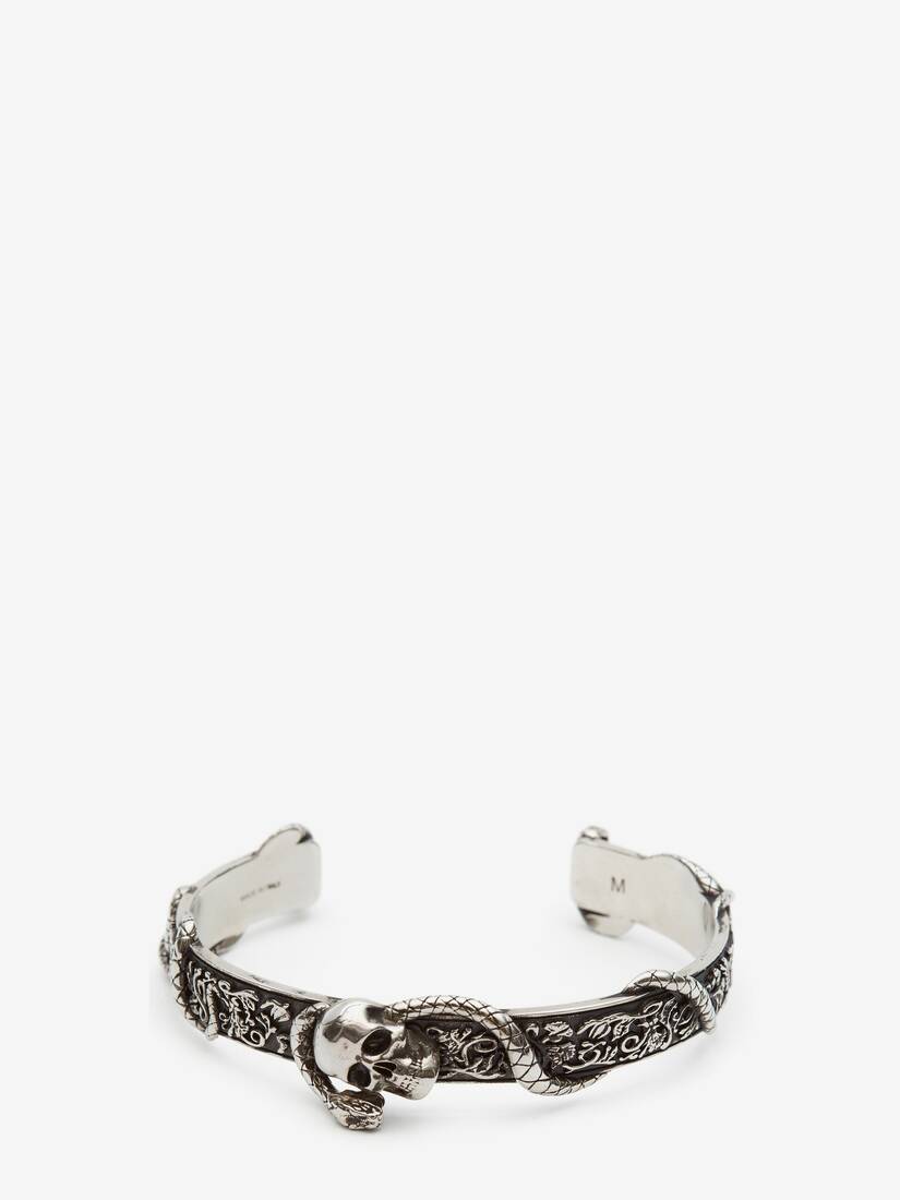 Pulsera Alexander McQueen Skull And Snake Hombre - Plateados - Mexico 527-NFABYV